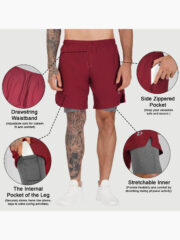 2 in 1 Workout, Running Shorts with Compression Liner - Image 13