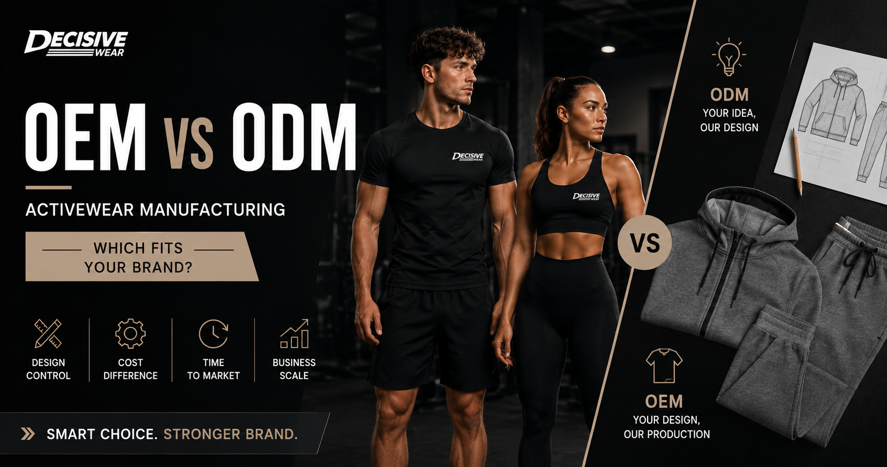 OEM vs ODM activewear manufacturing comparison for UK gym wear brands