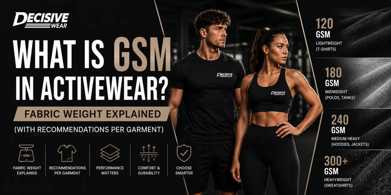 GSM in activewear fabric weight comparison for leggings, t-shirts and hoodies