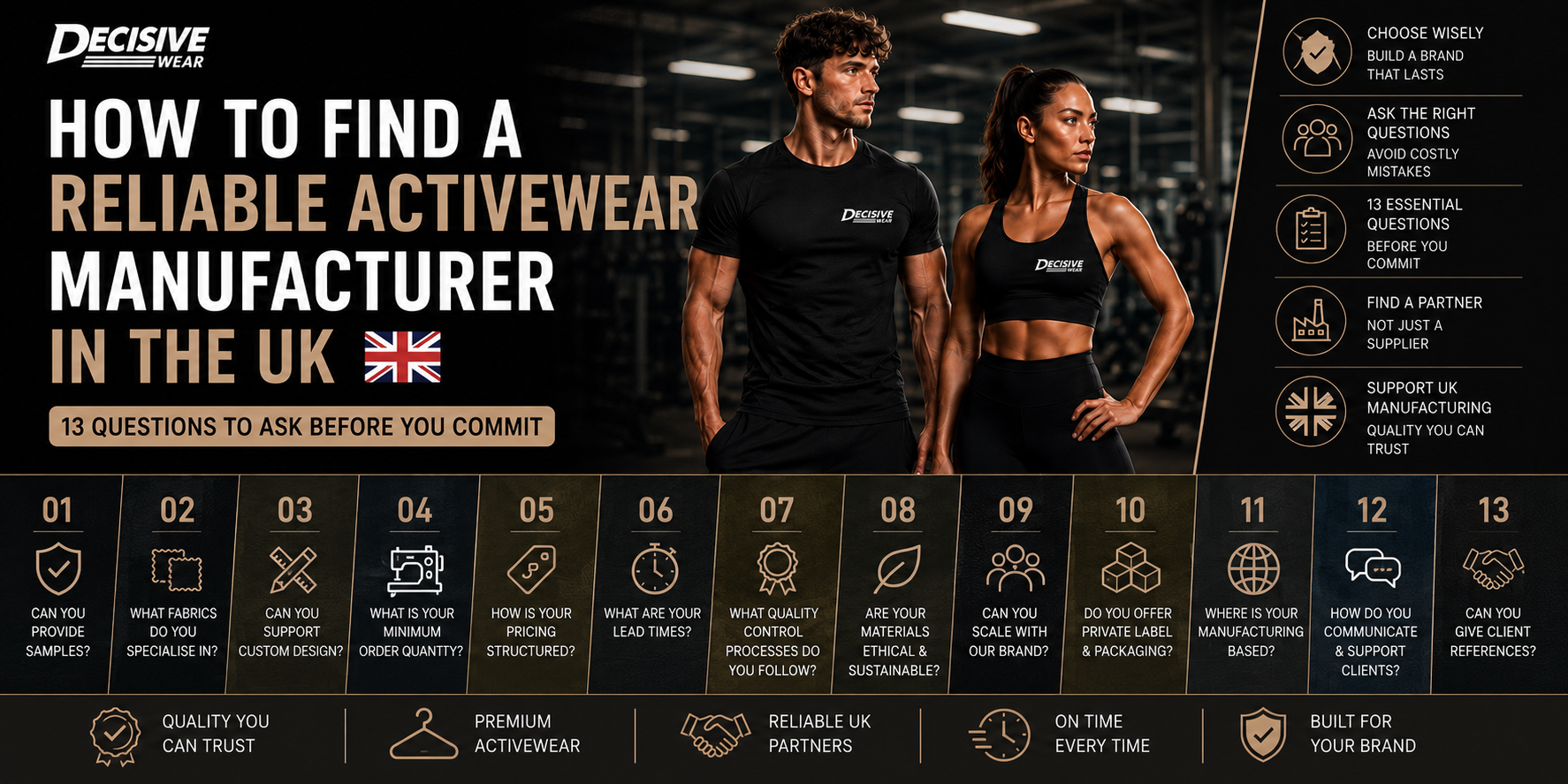 How to find a reliable activewear manufacturer in the UK — 13 questions to ask